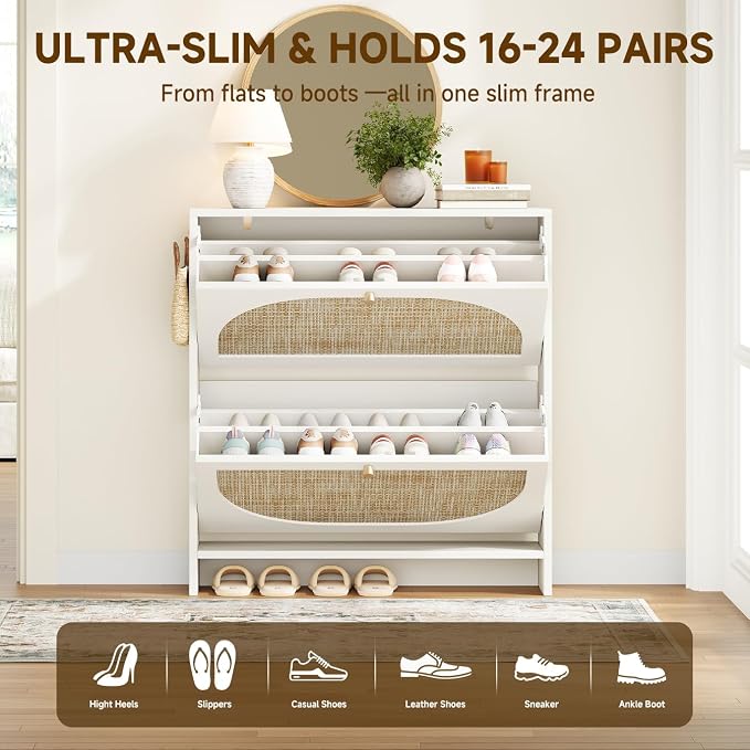 Nicetree Shoe Cabinet Storage for Entryway Slim 9.5" Freestanding Floor Base - Image 5