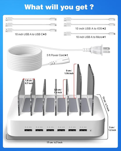 MSTJRY Charging Station for Multiple Devices : 6 Port USB Charger Stations - Image 8