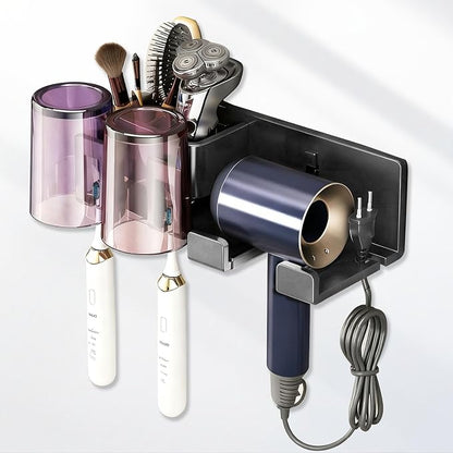 Hair Dryer Holder Wall Mounted Adhesive/Drilling, Hair Dryer Storage Organizer by Unknown