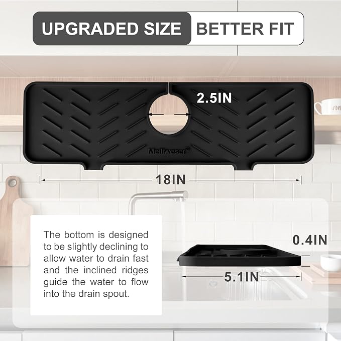 Meiliweser Silicone Faucet Mat for Kitchen Sink – Gen 2 Splash Guard - Image 2