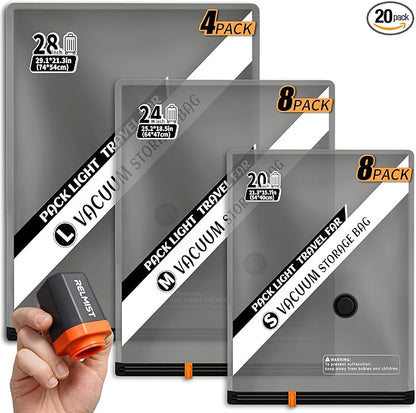 20 Pack Travel Vacuum Storage Bags by RELMIST