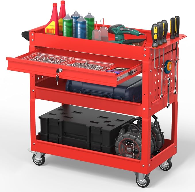 3 Tier Rolling Tool Cart on Wheels, 550 LBS Tool Cart by Cobinery