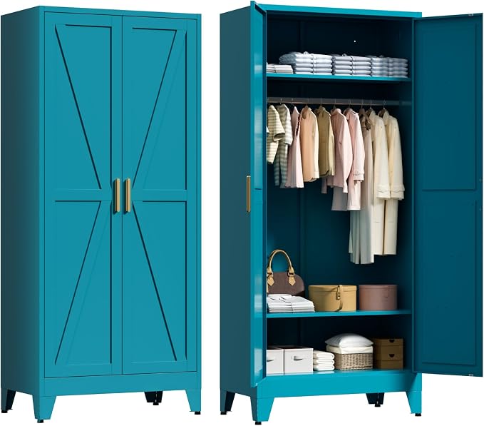 71" Tall Metal Wardrobe Closet by LCAOPC