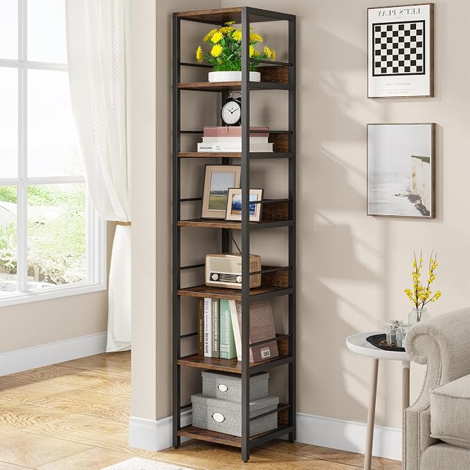Tribesigns 6-Tier Corner Shelf, 75 Inch Tall Narrow Bookshelf Storage Rack | by Unknown