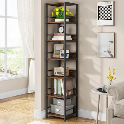 Tribesigns 6-Tier Corner Shelf, 75 Inch Tall Narrow Bookshelf Storage Rack | by Unknown