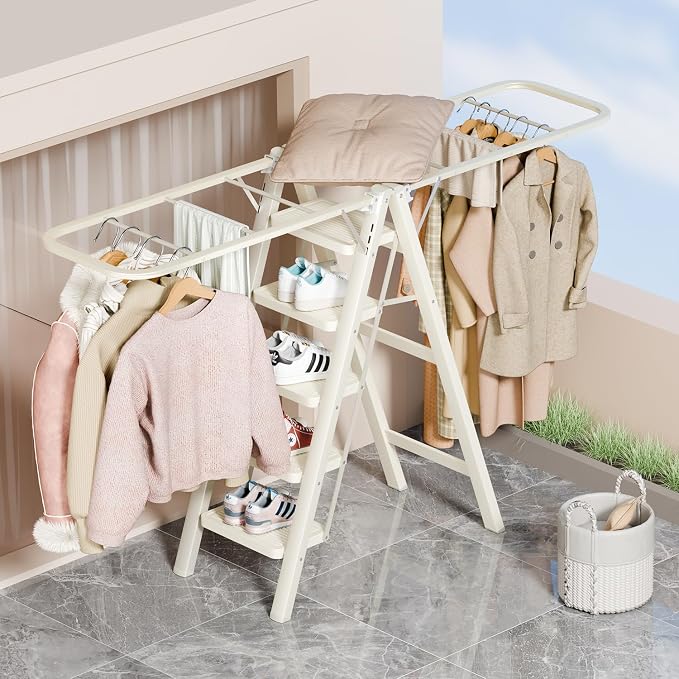 Multi-Functional 5 Step Ladder Used as Clothes Drying Rack, Sturdy Carbon Steel - Image 7