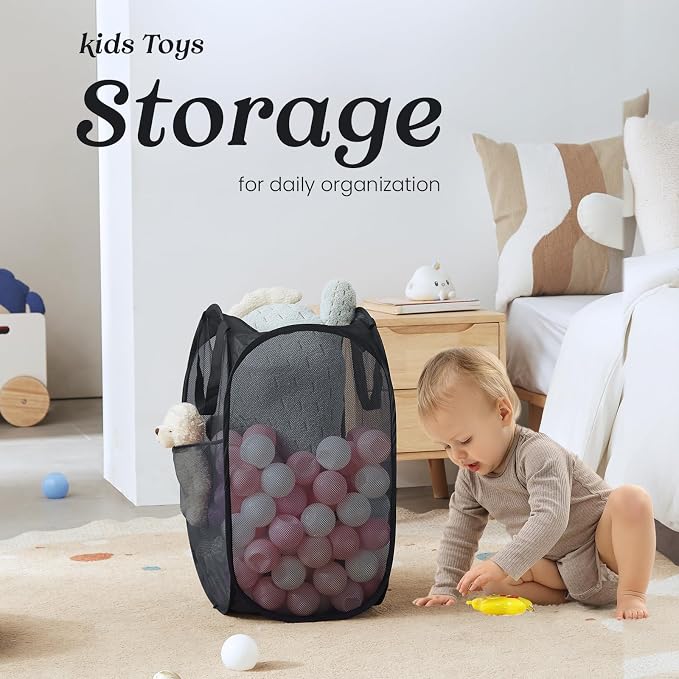 TECHMILLY Collapsible Mesh Pop Up Laundry Hamper - Image 6