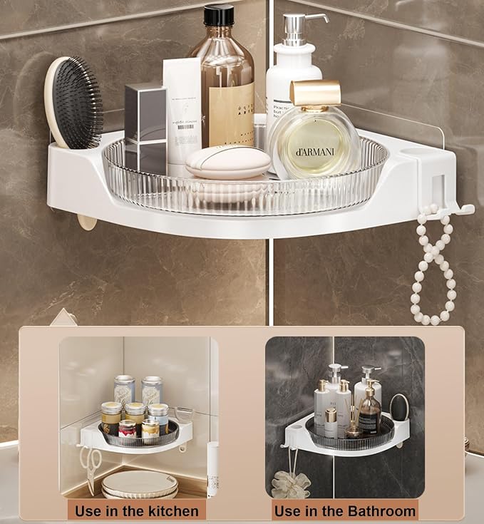 360 Rotating Makeup Organizer Spinning Bathroom Organizer 1 Pack Corner Storage - Image 5