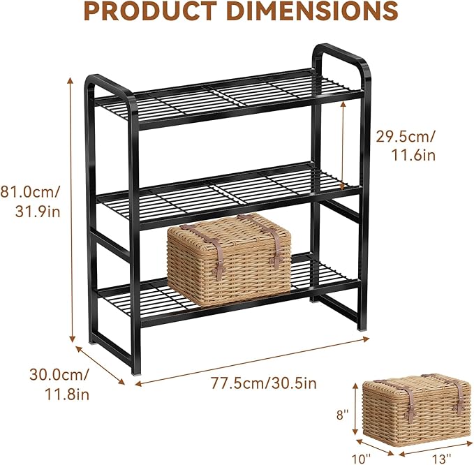 3 Tier Simple Shelf Organizer for Indoor Outdoor, Waterproof Heavy Duty Steel - Image 2