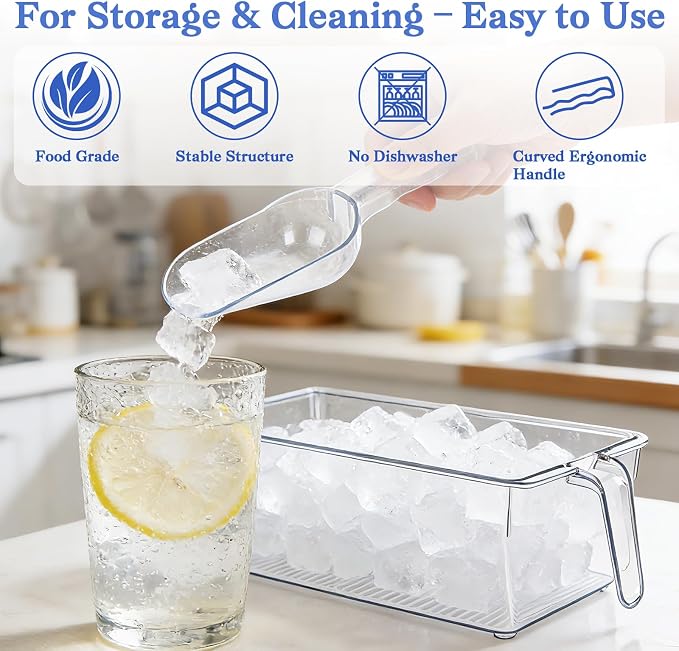 Clear Ice Bucket for Freezer, Ice Cube Storage Bin - Image 7
