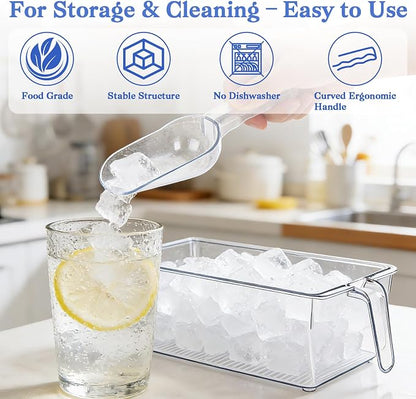 Clear Ice Bucket for Freezer, Ice Cube Storage Bin - Image 7