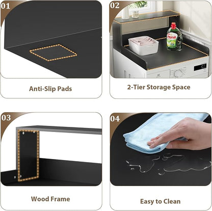 Washer Dryer Countertop with Shelf, 27.5" D x 27.5" W x 12.6" H, Sturdy Wood - Image 3
