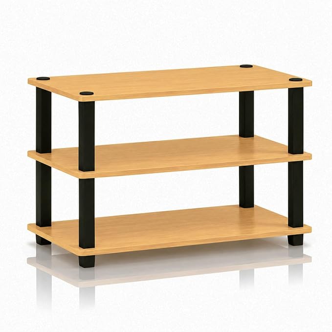 Furinno Turn-S-Tube 3-Tier Shoe Rack, Light Cherry/Black | 11.6 x 23.6 x 22.2 by Furinno-FitsYourSpaceFitsYourBudget