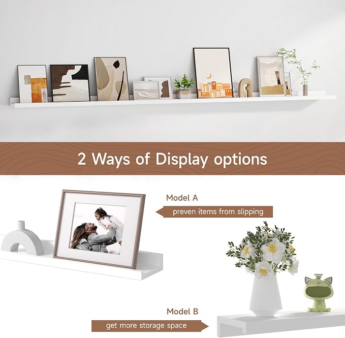 Floating Picture Ledge Shelves for Wall Set of 2, 72 Inches Picture Ledge Shelf - Image 6