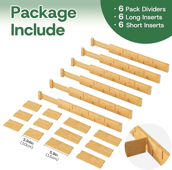 kiplant Bamboo Drawer Dividers - Image 6