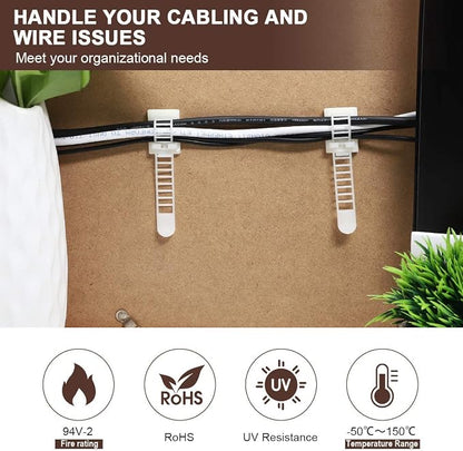 Adhesive Cable Management Clips, Extra Screw & Hole - Image 2