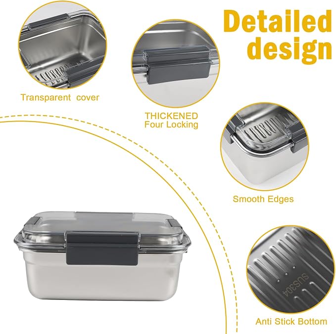 Cheese Container for Refrigerator, Cheese Stainless Steel Container - Image 2