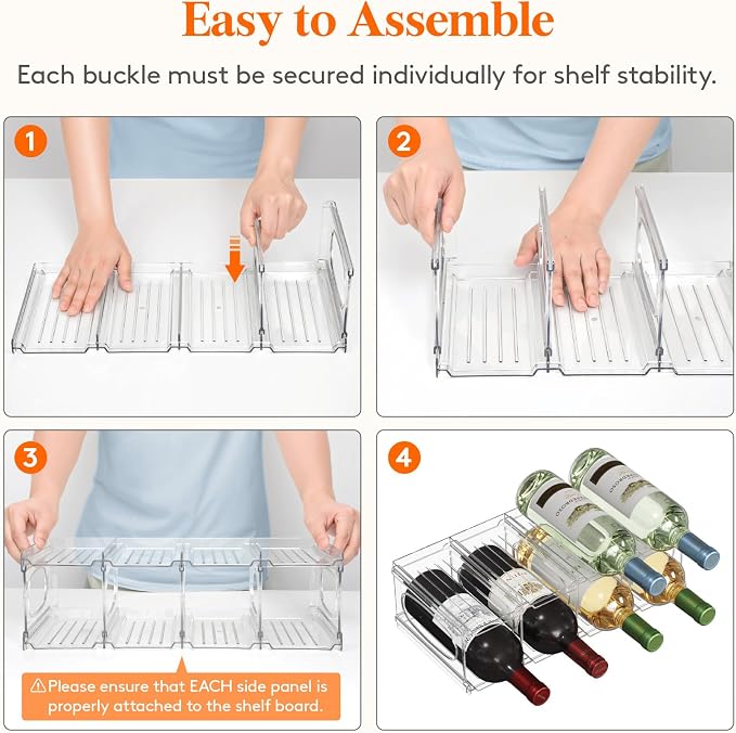 Lifewit Wine Rack for Fridge, Stackable Wine Bottle Holder - Image 6