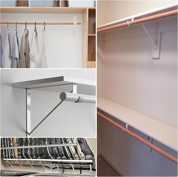 10PCS Heavy Duty Closet Rod Bracket, 11 x 11 Inch Closet Shelf Brackets - Image 7