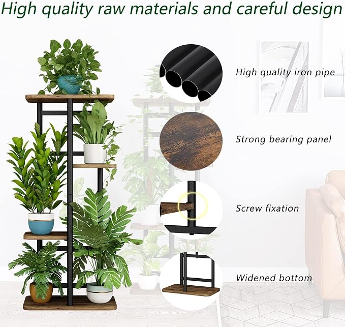 LINZINAR Plant Stand Indoor 4 Tier 5 Potted Multiple Plant Shelf Stands - Image 5