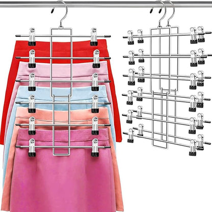 Pants Hangers with Clips, Space Saving Hanging Closet Organizer-6 Tiers Skirt by Lumigens