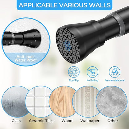 AIZESI 2PCS Tension Curtain Rod 16-26 Inch Adjustable No Drilling, No Slip - Image 5