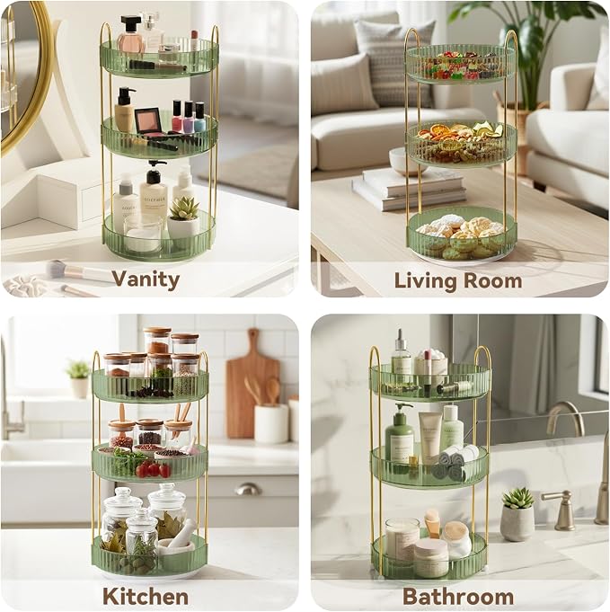 360° Rotating Makeup Organizer for Vanity, 3 Tier Perfume Organizers - Image 8