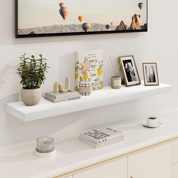 White Floating Shelves 48 Inch Long, 8 Deep Floating Shelves - Image 2