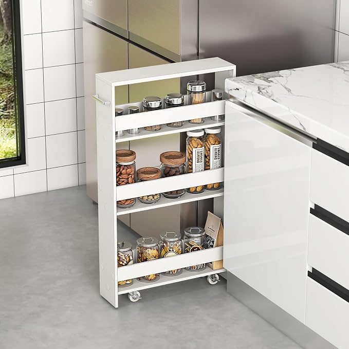 MAT EXPERT Slim Rolling Storage Cart, 4-Tier Freestanding Slim Storage Cart - Image 2