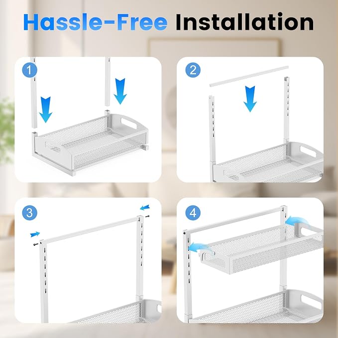 Metal Under Sink Organizer, Pull Out Cabinet Organizer Rack - Image 9
