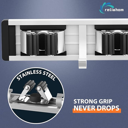 reliahom Broom Holder Wall Mount Mop Hanger Tools organizer 5Racks4Hooks - Image 3