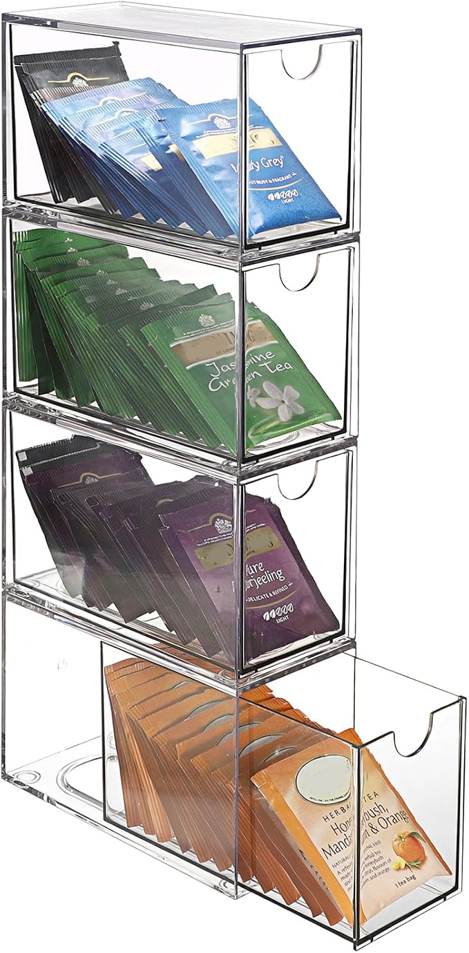 ELLDOO 4 Drawers Tea Bag Organizer, Coffee Pod Snack Storage by ELLDOO