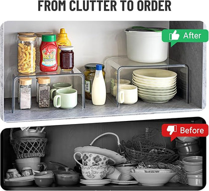 Bobomoment Clear Cabinet Organizer, Stackable Shelf Organizer Set of 2 | - Image 4