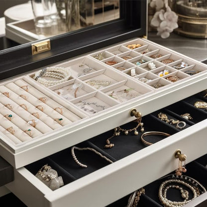 Highergo 8 Pcs Velvet Jewelry Trays Stackable Drawers Organizer Ring Earring - Image 6