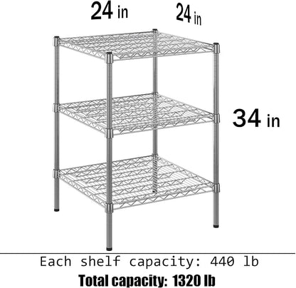 24" Deep x 24" Wide x 34" Height Wire Shelving Kit | 3-Tier | NSF Commercial - Image 3