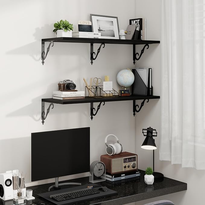 36 Inches Floating Shelves, Rustic Long Wall Shelves, 12 Inch Deep Book Shelf - Image 2
