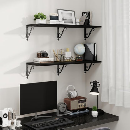 36 Inches Floating Shelves, Rustic Long Wall Shelves, 12 Inch Deep Book Shelf - Image 2