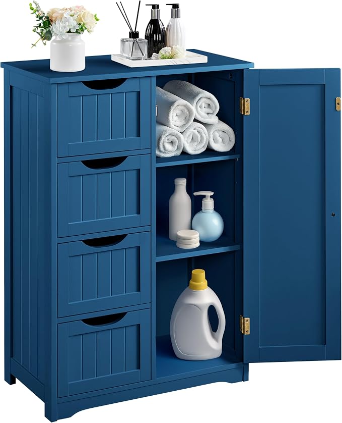 Yaheetech Wooden Bathroom Floor Cabinet, Side Storage Organizer Cabinet by Unknown