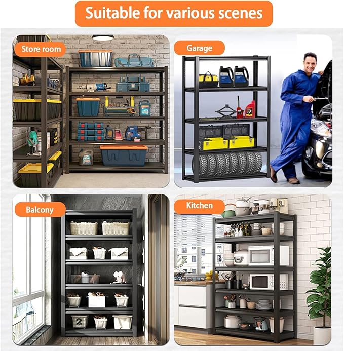 2set Storage Shelves Heavy Duty 6Tier Adjustable Metal Garage Shelving Unit - Image 9