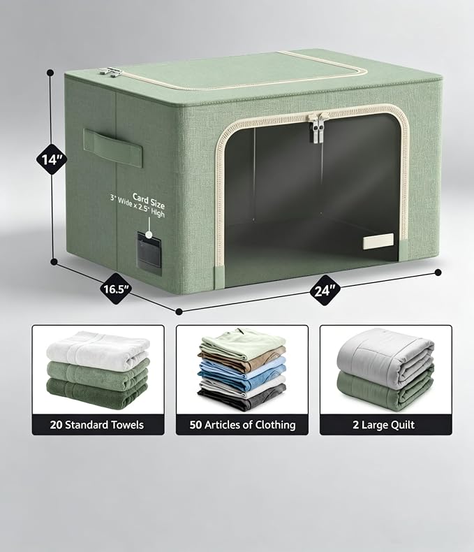 Metal - Frame Foldable Storage Box - Stackable Fabric Organizer - Image 3