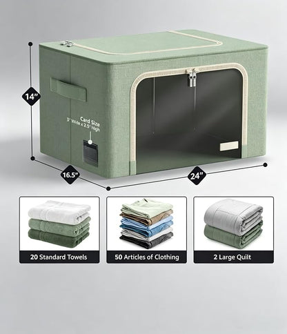 Metal - Frame Foldable Storage Box - Stackable Fabric Organizer - Image 3