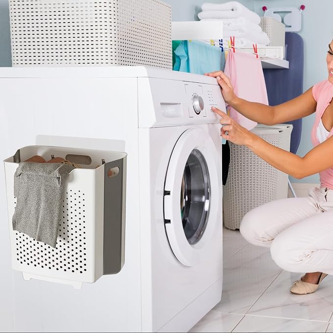 Collapsible Laundry Basket Wall Mounted Hamper - Image 6