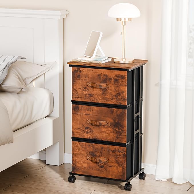 OLIXIS Dresser Storage with 3 Drawers, Fabric Dresser Tower - Image 4