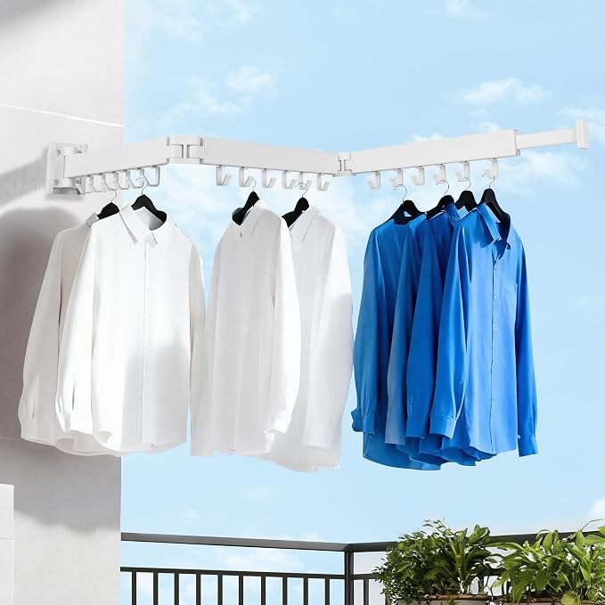 Clothes Drying Rack Wall Mounted, Retractable Collapsible Space Saver - Image 2