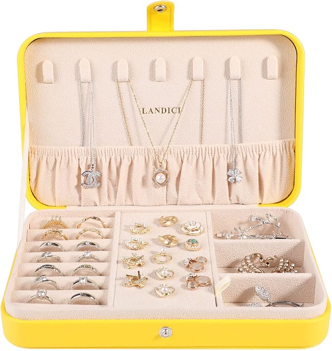 LANDICI Small Jewelry Box for Women Girls, PU Leather Travel Jewelry Organizer - Image 2
