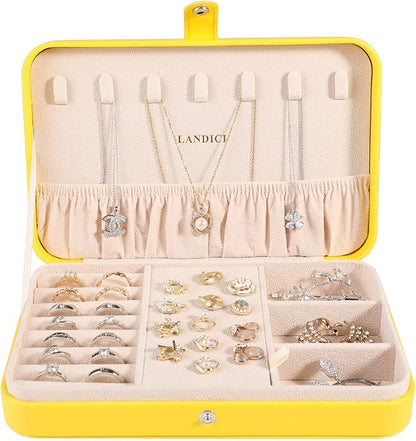 LANDICI Small Jewelry Box for Women Girls, PU Leather Travel Jewelry Organizer - Image 2