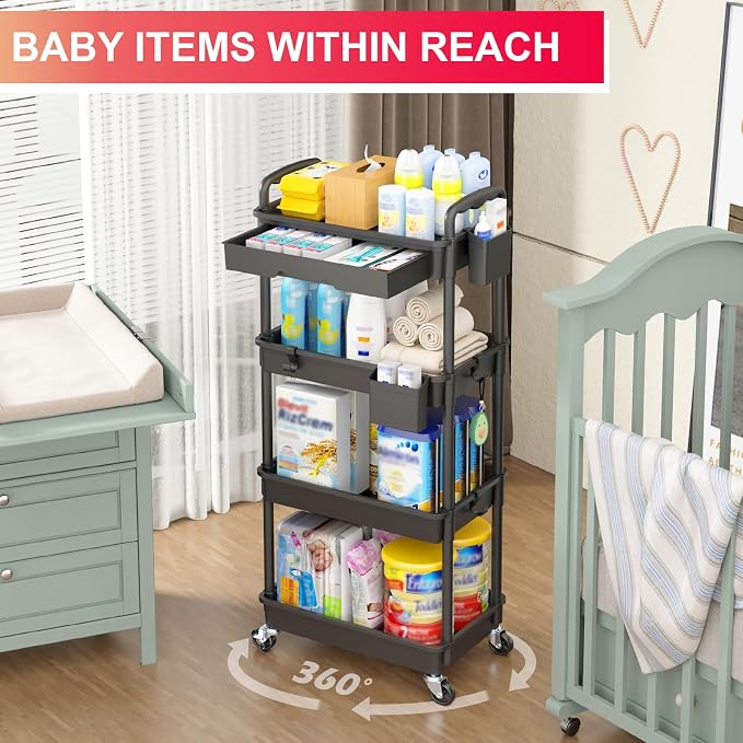 Goovilla 4 Tier Rolling Utility Cart Organizer - Image 6