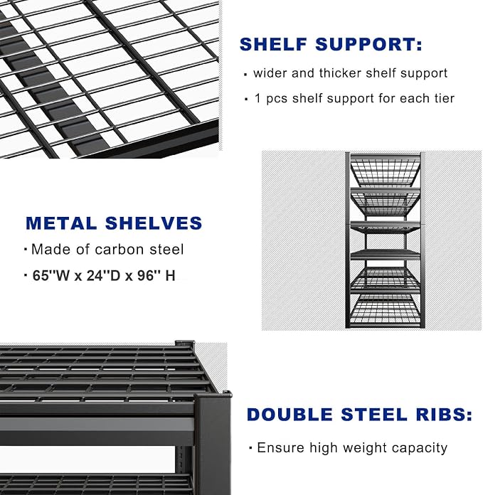 7 Tier Garage Shelving Heavy Duty, Commercial Metal Shelves - Image 6