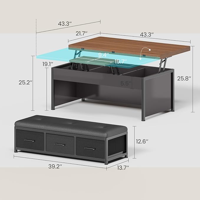 Itaar Lift Top Coffee Table Set, Center Table - Image 2