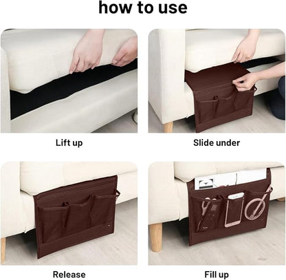 Bedside Storage Organizer with 4 Pockets, Bedside Caddy, Remote Control Holder - Image 6